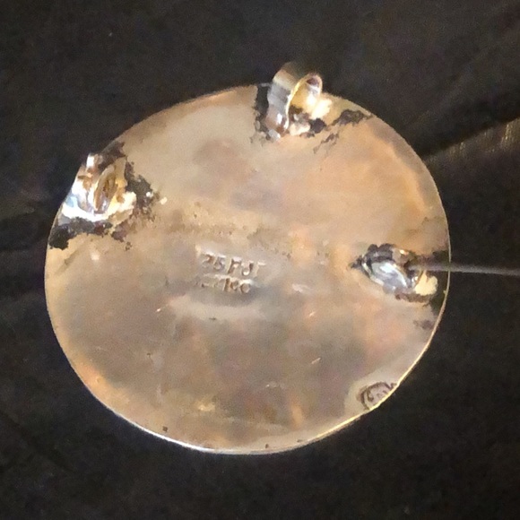 Mother of Pearl Nacre & sterling necklace brooch combo Mexican, marked & VTG - Picture 7 of 10